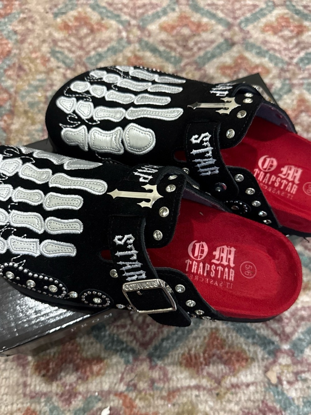 Kids Black & Red Skeleton Slip-On Clog